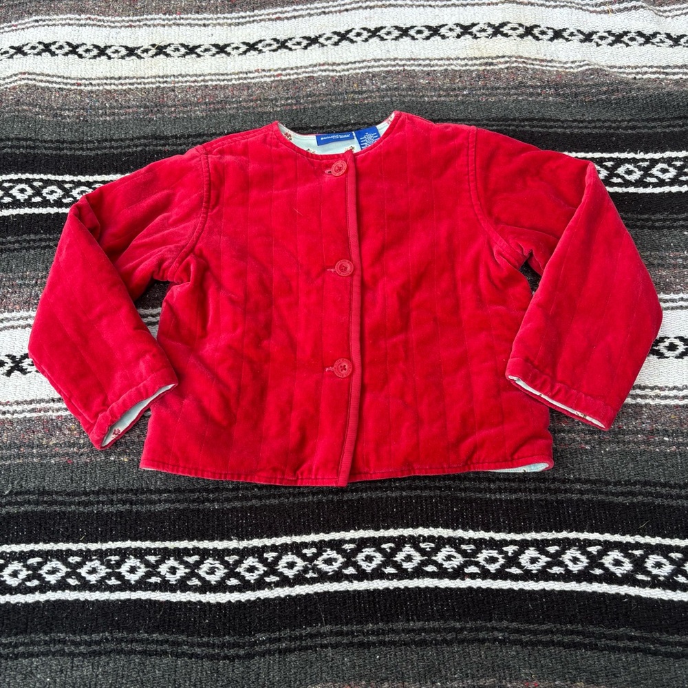 OSH KOSH RED VELVETEEN BUTTON UP JACKET SIZE 5